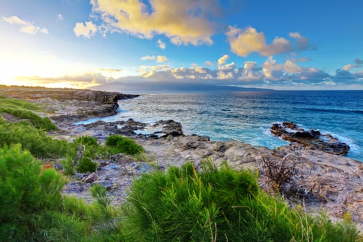 Beautiful sunset on the tropical island.