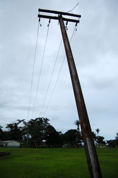 Lonely electric pole at rural area, Papua New Guinea
