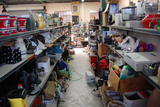 Second hand shop interior, Dargaville town, New Zealand