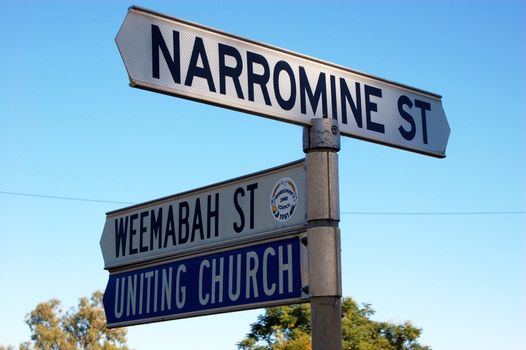 Street name direction road sign, Dargaville, New Zealand