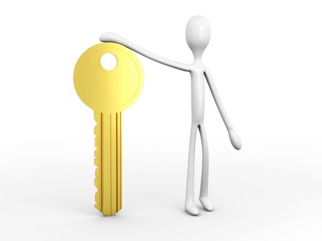 3D rendered Illustration. Holding the Key.   