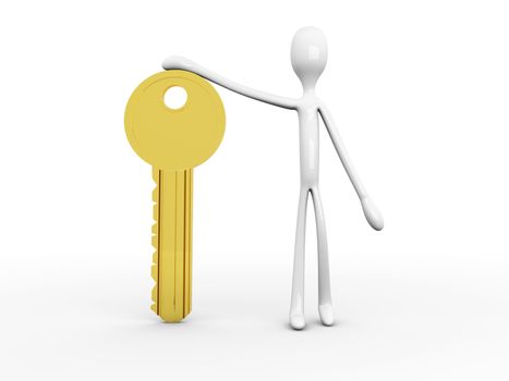 3D rendered Illustration. Holding the Key.   