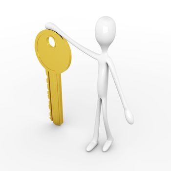 3D rendered Illustration. Holding the Key.   