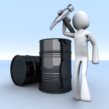 A worker in the oil industry. 3D rendered illustration.