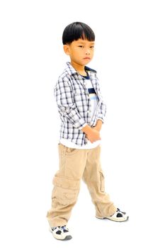 Asian little boy with isolated on white background