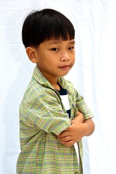 Asian little boy with isolated on white background