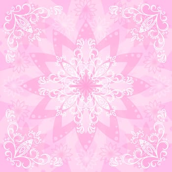 Abstract pink and white floral background, flowers silhouettes and contours