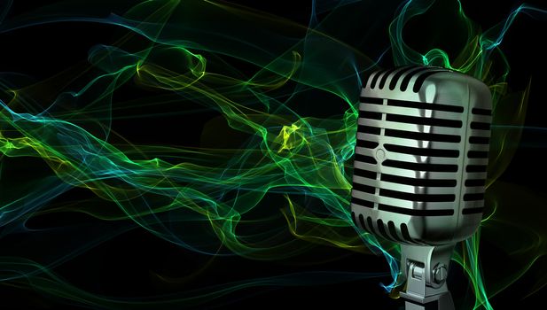 Classic microphone closeup on abstract background