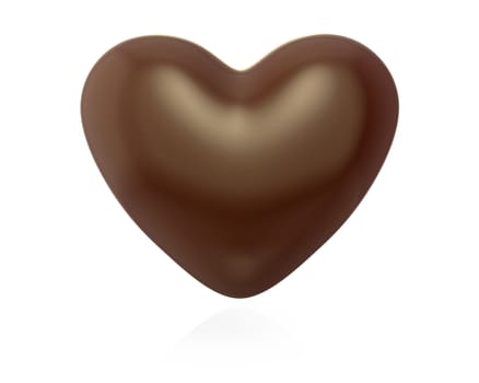 Heart shaped chocolate candy, isolated on white