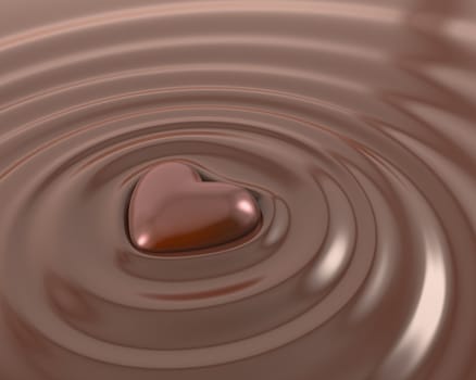 Shiny chocolate heart in a hot chocolate