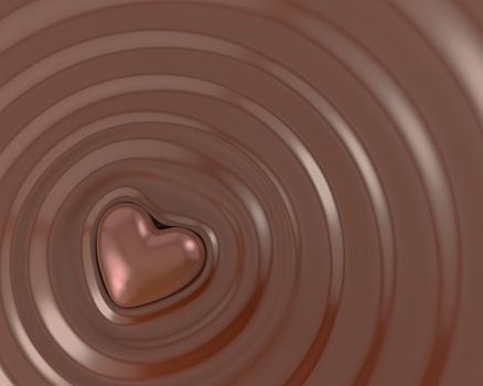 Shiny chocolate heart in a hot chocolate