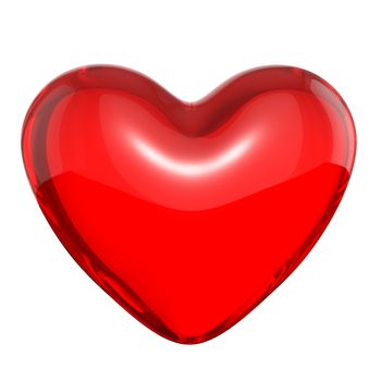 Transparent red candy heart, isolated on white background