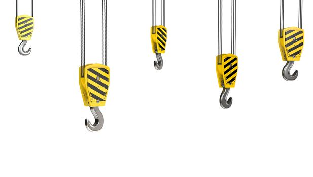 Few crane hooks, isolated on white background