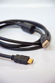 HDMI cable on white background