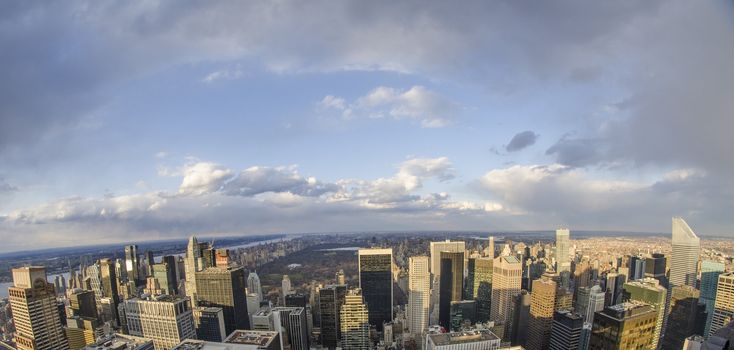 Giant Skyscrapers with Clouds in Background, U.S.A.