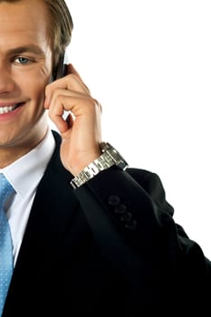 Cropped image of businessman communicating through cell