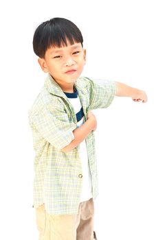 Asian little boy isolated on white background