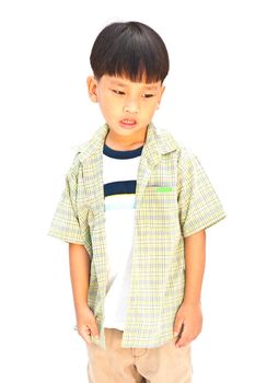 Asian little boy isolated on white background