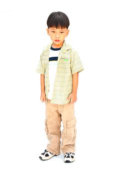 Asian little boy isolated on white background