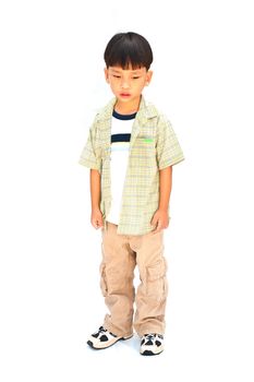 Asian little boy isolated on white background