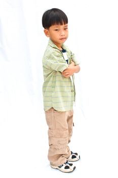 Asian little boy isolated on white background