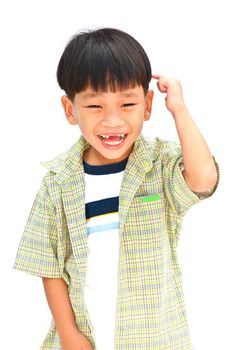 Asian little boy isolated on white background