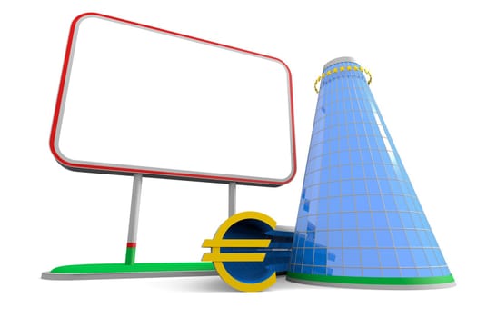 Billboard. Business building with euro symbol.