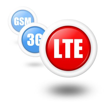 LTE 3G and GSM symbol representing telecommunication progress concept illustration