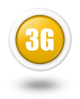 3G telecommunication symbol with white border and shadow