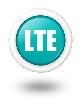 LTE telecommunication symbol with white border and shadow