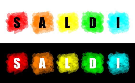 Set of colorful paint splat for commerce and advertising sales concept italian language