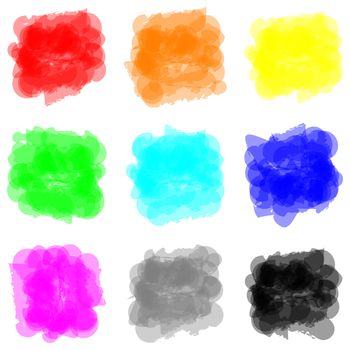 Handmade color paint splat set on white background