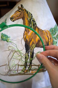 embroidery a dagger - a horse