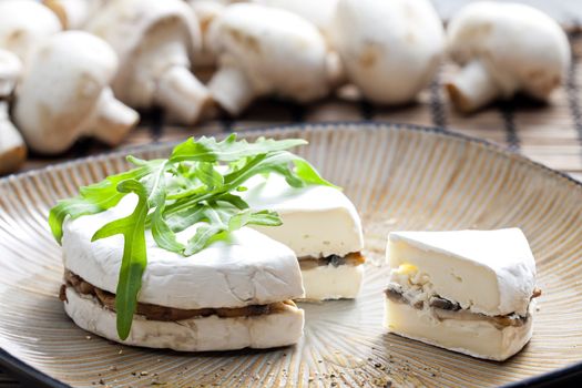 cheese brie filled with roasted mushrooms