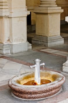 boiling spring in Mlynska Colonnade, Karlovy Vary (Carlsbad), Czech Republic