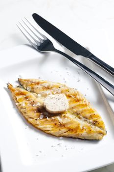 grilled mackerel with anchovy butter