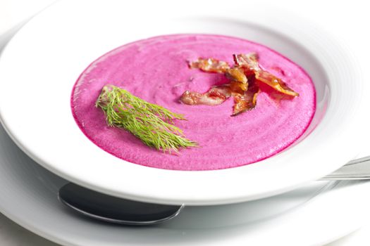 mixed red beet soup with cream