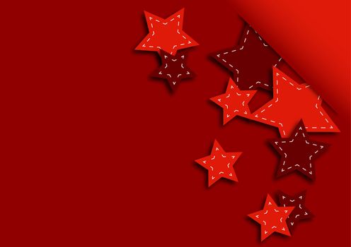 Greeting card with the stars on a red background