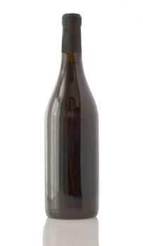 Isolated wine bottle of red wine with reflection