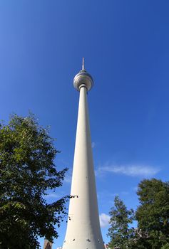 The TV Tower located on the Alexanderplatz in Berlin, Germany.