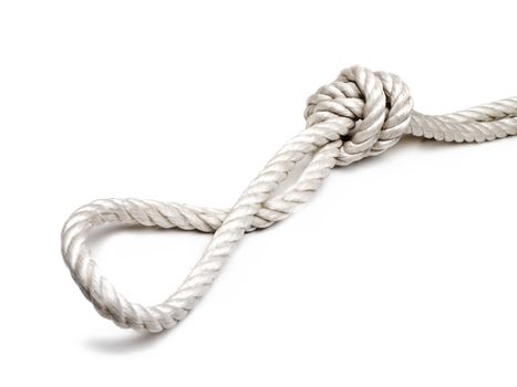 The knot in a rope on white background