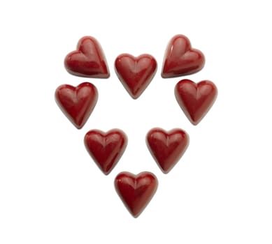 heart-shaped praline (clipping path) on white background
