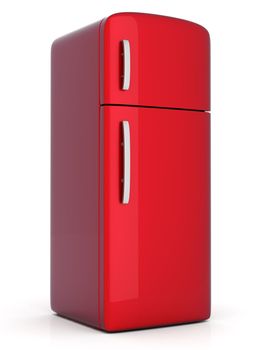 A classic Fridge. 3D rendered Illustration. Isolated on white.
