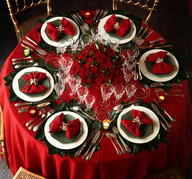 A decorated christmas dining table 