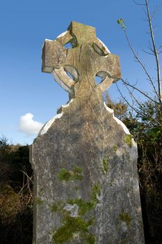 celtic headstone in a graveyard at St. Michaels Church in Templemichael county Waterford Ireland