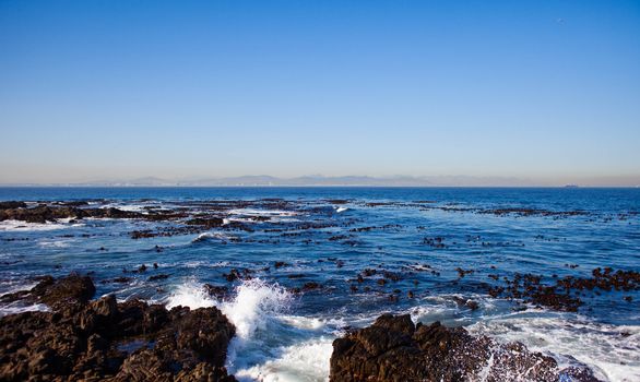 Waves crashing off Robben Island, Cape Town, South Africa