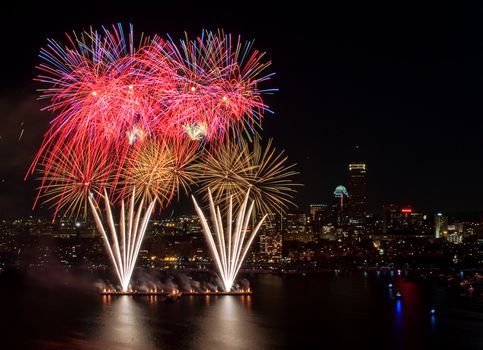 Aerial view of the 4th of July fireworks, Boston