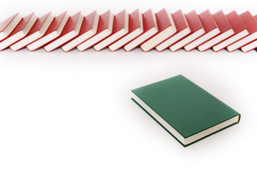 stack of red books isolated on white