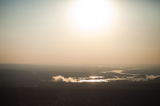 Victoria Falls from the air in the afternoon