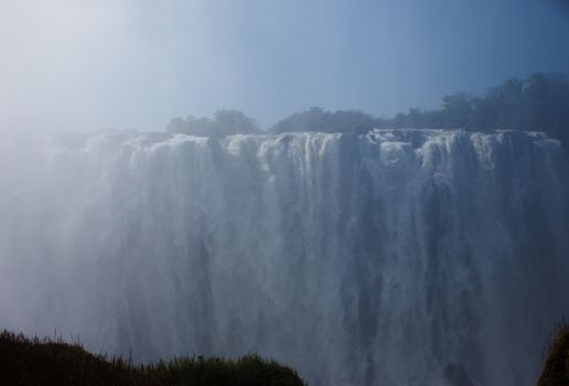 Zambezi River and Victoria Falls seen from Livingstone, Zambia